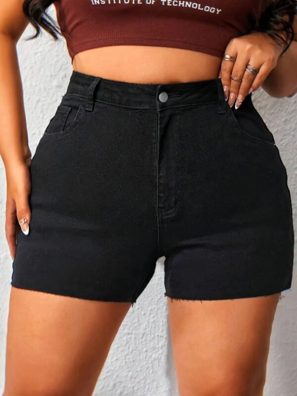 Hip Lifting Elastic Frayed Edge Denim Shorts Retro