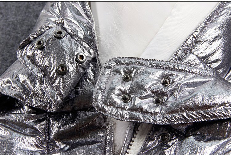Raccoon Fur Big Collar Down Jacket Mid-length Slim Coat - Image 4
