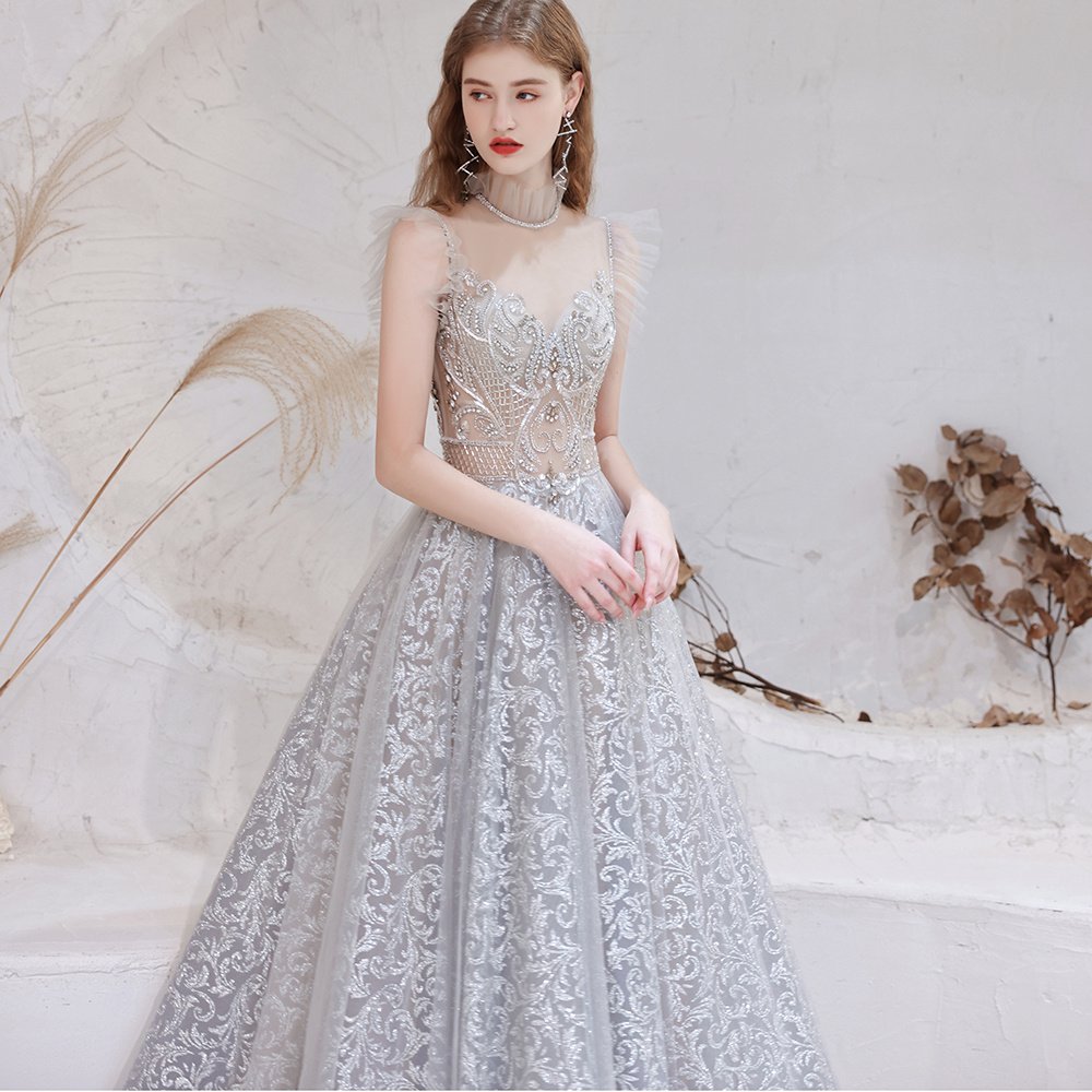 Spring High Gray Half High Sweet Standing Collar Thin Short Paragraph Mid-waist Slim Wedding Dresses