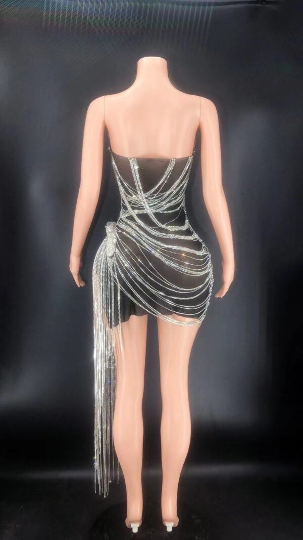European And American Party Tube Top Rhinestone Drill Chain Tassel Dress - Image 10