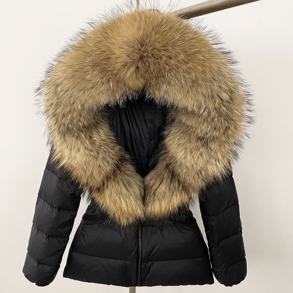 Short Women's Thickened Slim Fit Waist-tight Fur Down Jacket - Image 5