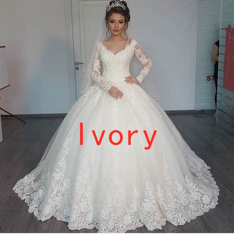 Women's Long Sleeve Lace Wedding Dresses Bridal - Image 2