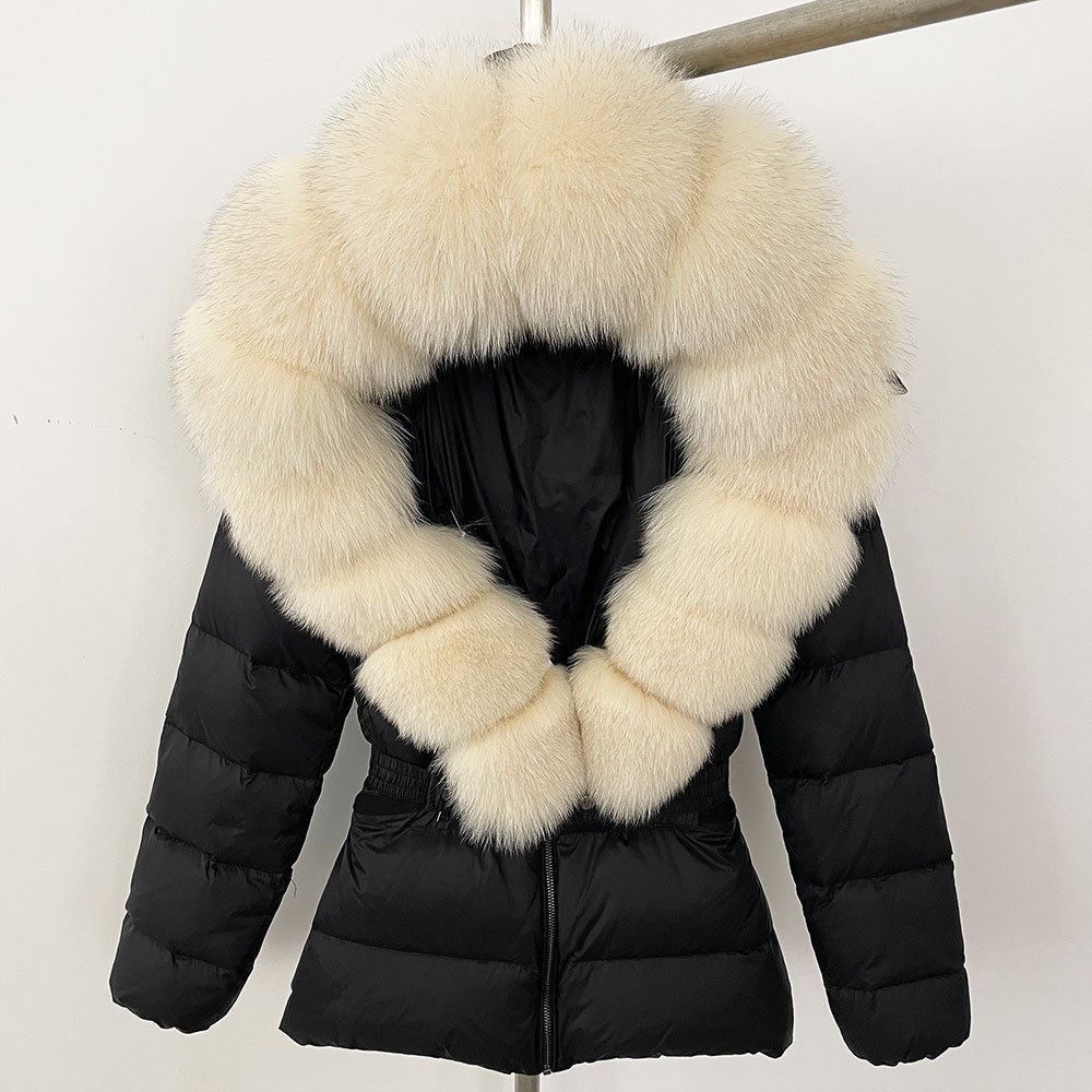 Short Women's Thickened Slim Fit Waist-tight Fur Down Jacket - Image 6