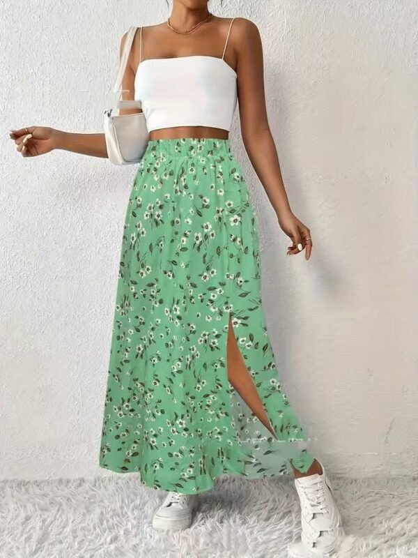 Women's Fashionable With Side-slit Printed Skirt - Image 5