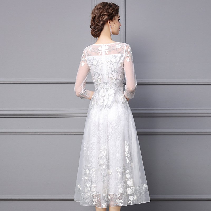 Women's Embroidered Beaded Long Dress - Image 3