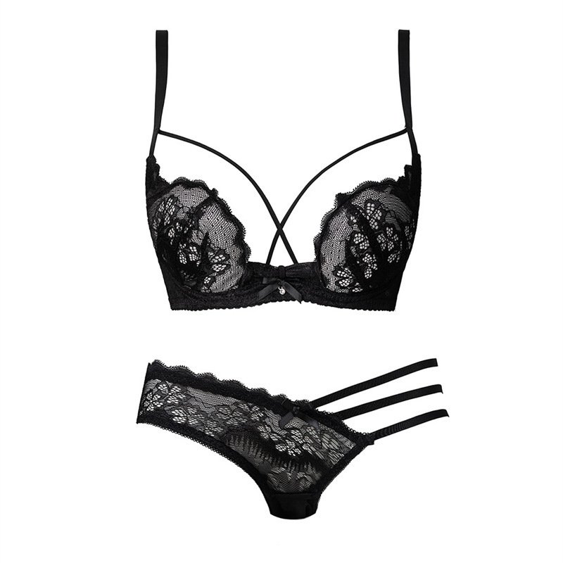 Sexy Lace Half Cup Pure Desire Push-up Beauty Back Red Bra Set - Image 5