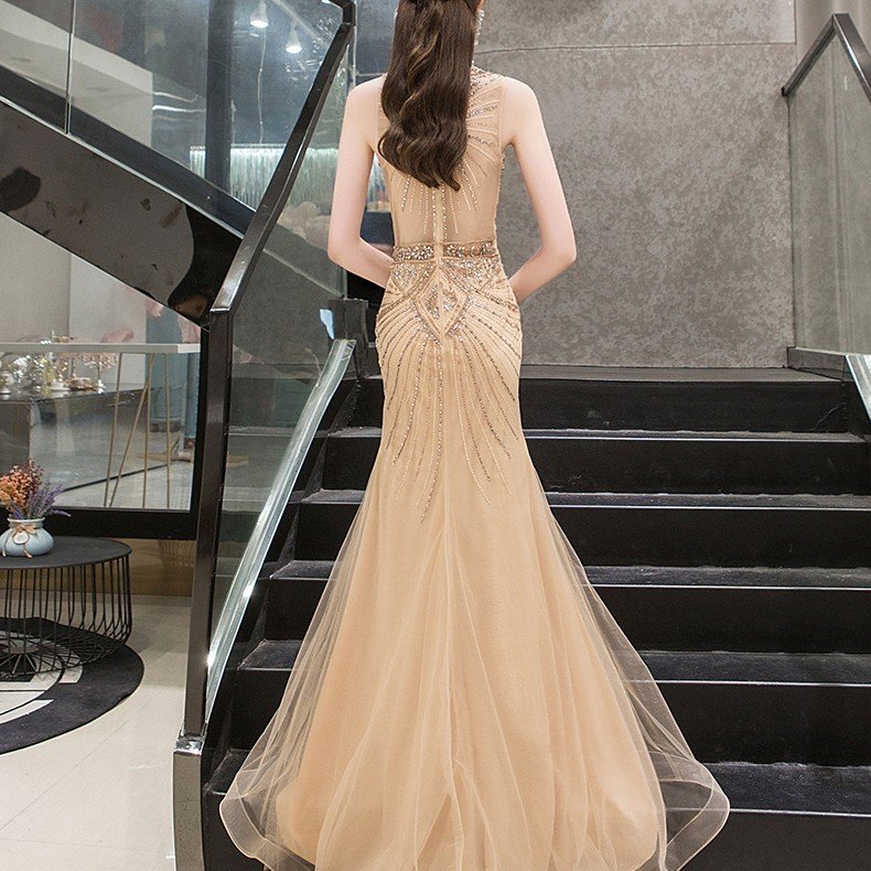 New Luxury Noble Queen Temperament Long Section Fishtail Thin Banquet Show Dress - Image 4
