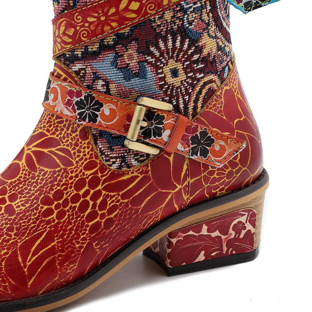 Large Size Retro Heavy Industry Printed Boots For Women - Image 6