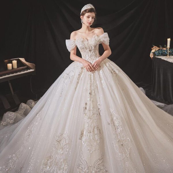 Elegant Elegant Heavy Work Large Trailing Dress - Image 2