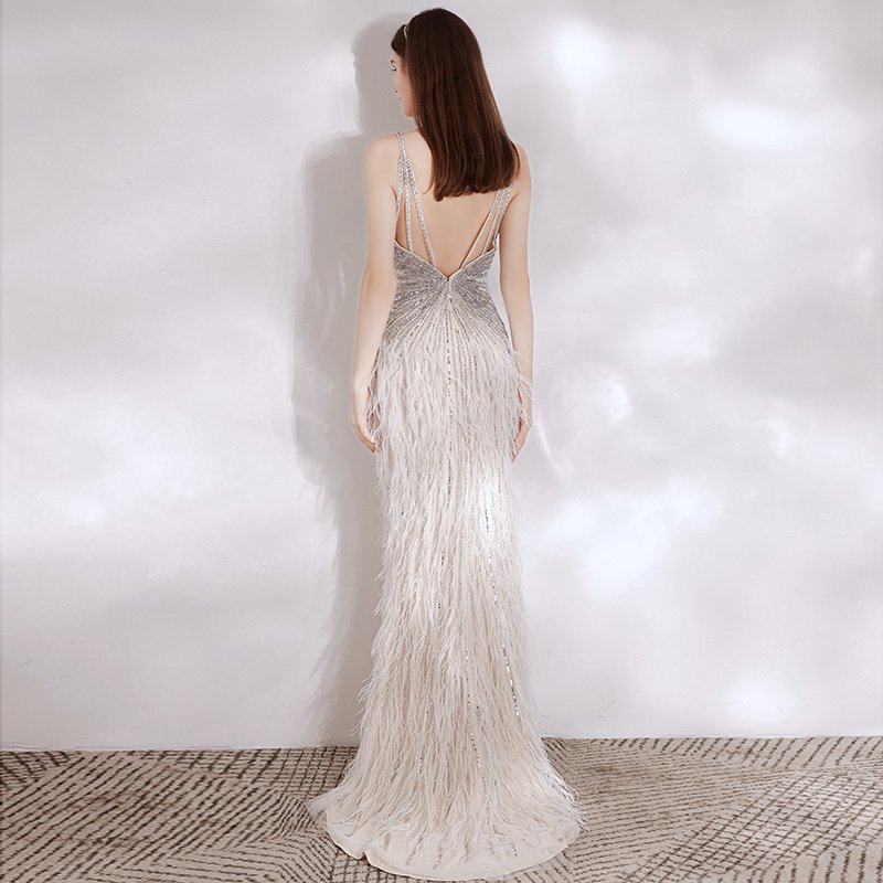Women's Feather Temperament High End Evening Dress - Image 2