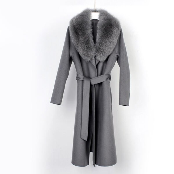 Autumn And Winter New Wool Overcoat Double-faced Woolen Goods Long Belt Slim Fit - Image 5