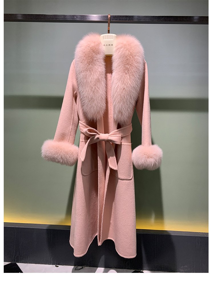Winter Warm Lace-up Long Woolen Coat - Image 6