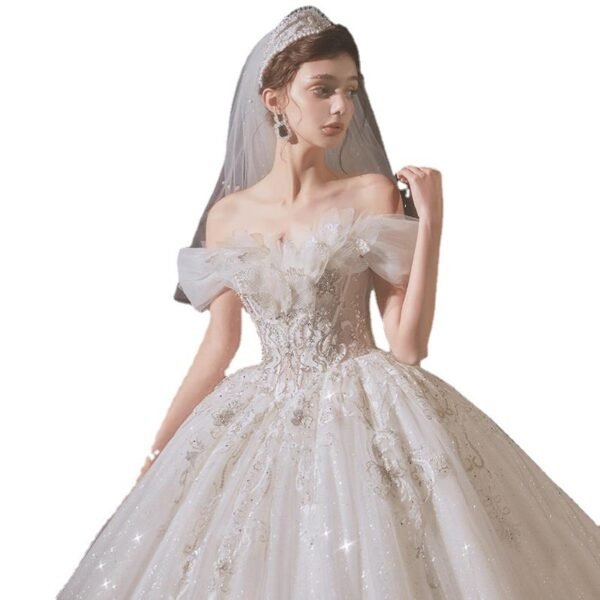 Elegant Elegant Heavy Work Large Trailing Dress - Image 8