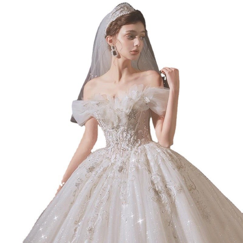Elegant Elegant Heavy Work Large Trailing Dress - Image 8