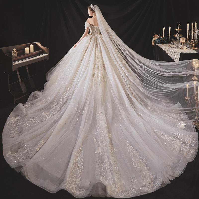 Elegant Elegant Heavy Work Large Trailing Dress - Image 5