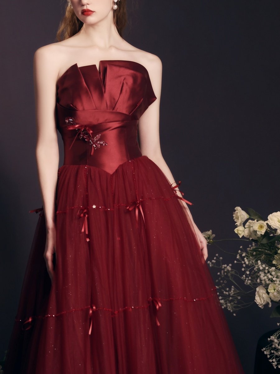 Red Long Dress Heavy-duty Tube Top For Women - Image 7