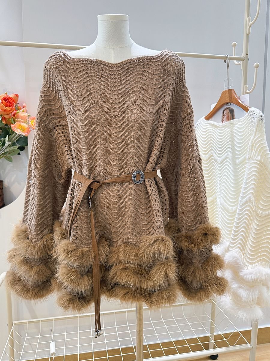 French Chic Knitted Dress With A Belting Waist For A Defined Silhouette - Image 4