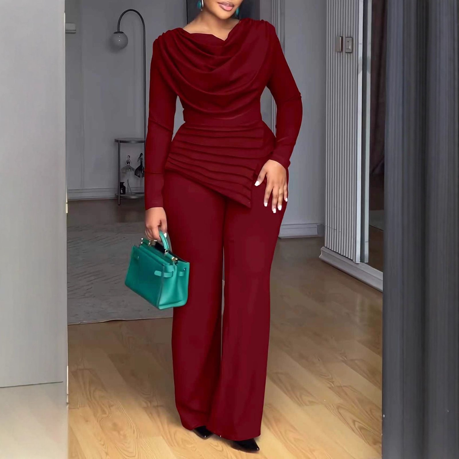 Cropped Top Flared Pants Fashion Casual Set - Image 5