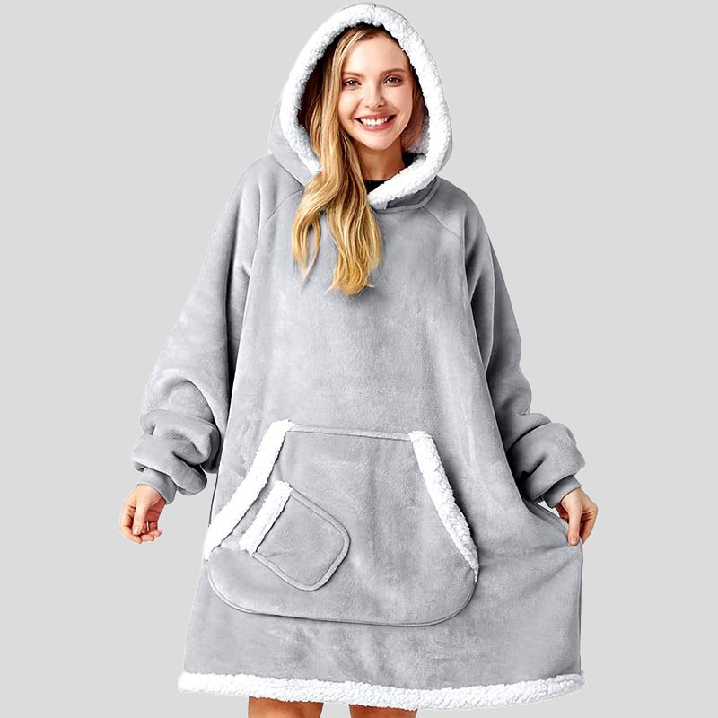 Womens Fleece-Lined Thickened Hooded Loungewear Pajamas - Image 2