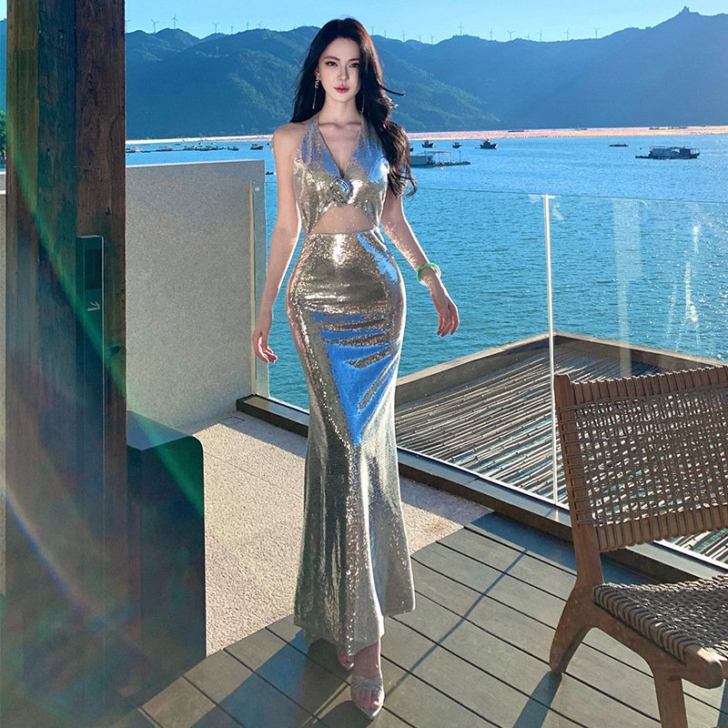 Sequined Evening Gown High-end Light-luxury Dress For Annual Company Events - Image 5