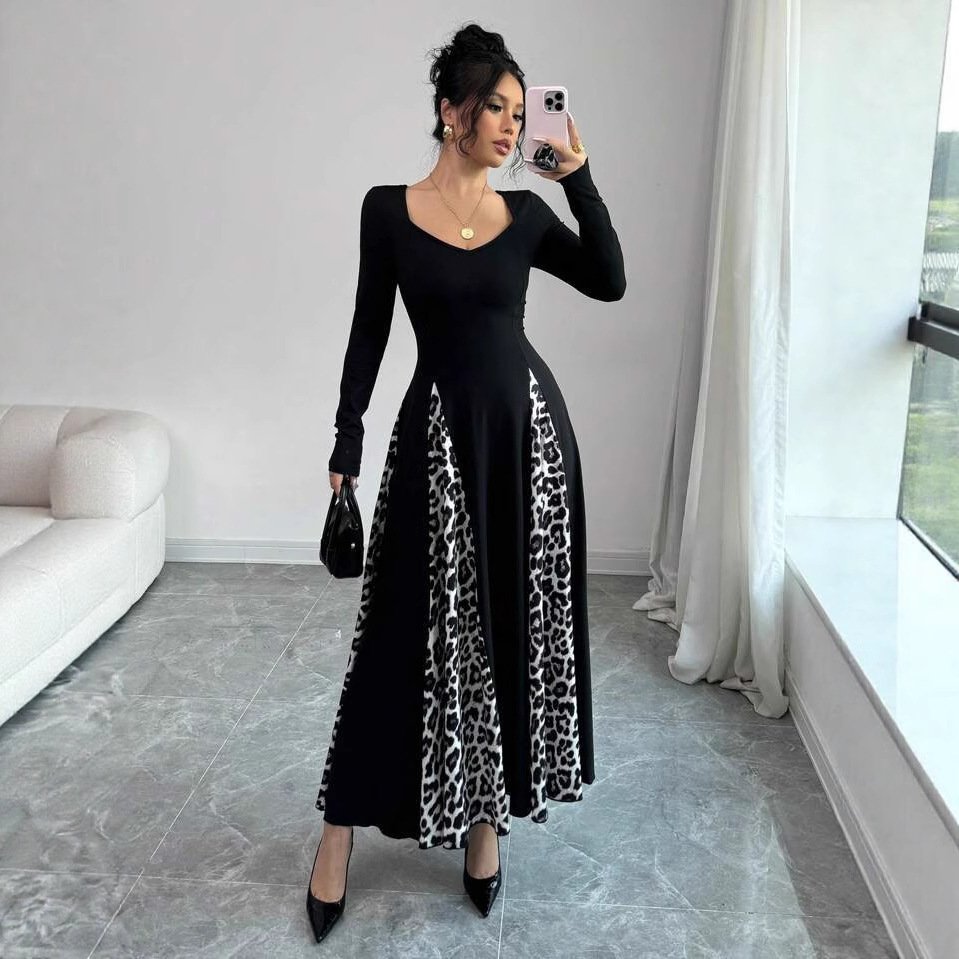 Womens Slimming Split Formal Dress With Long Sleeves