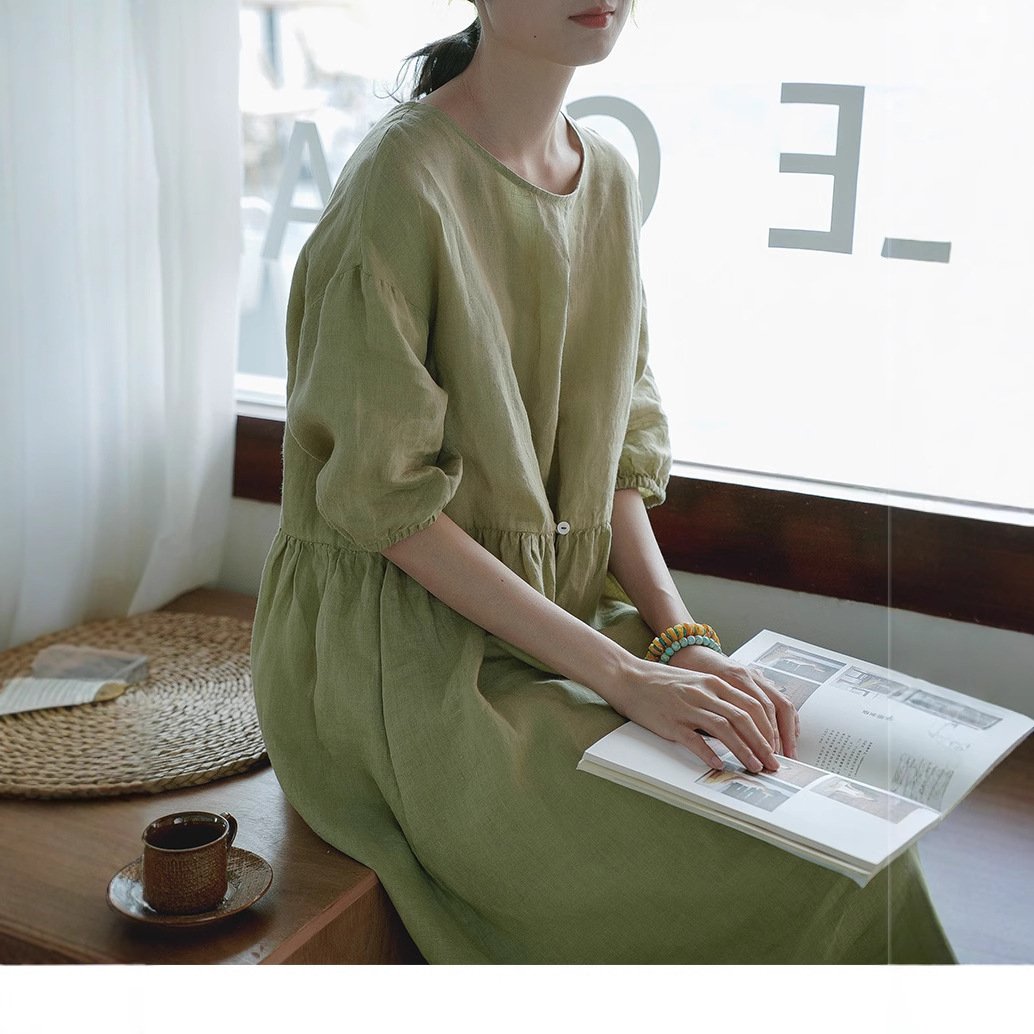 Women's Solid-Color Loose Casual All-Match Long Dress - Image 2