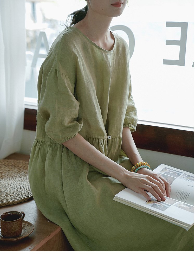 Women's Solid-Color Loose Casual All-Match Long Dress - Image 3