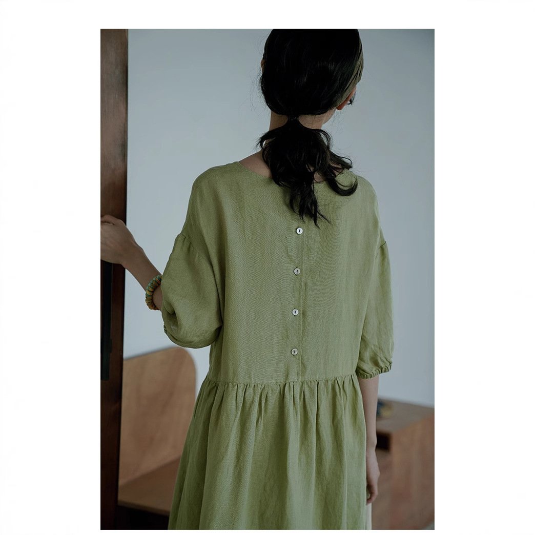 Women's Solid-Color Loose Casual All-Match Long Dress - Image 5