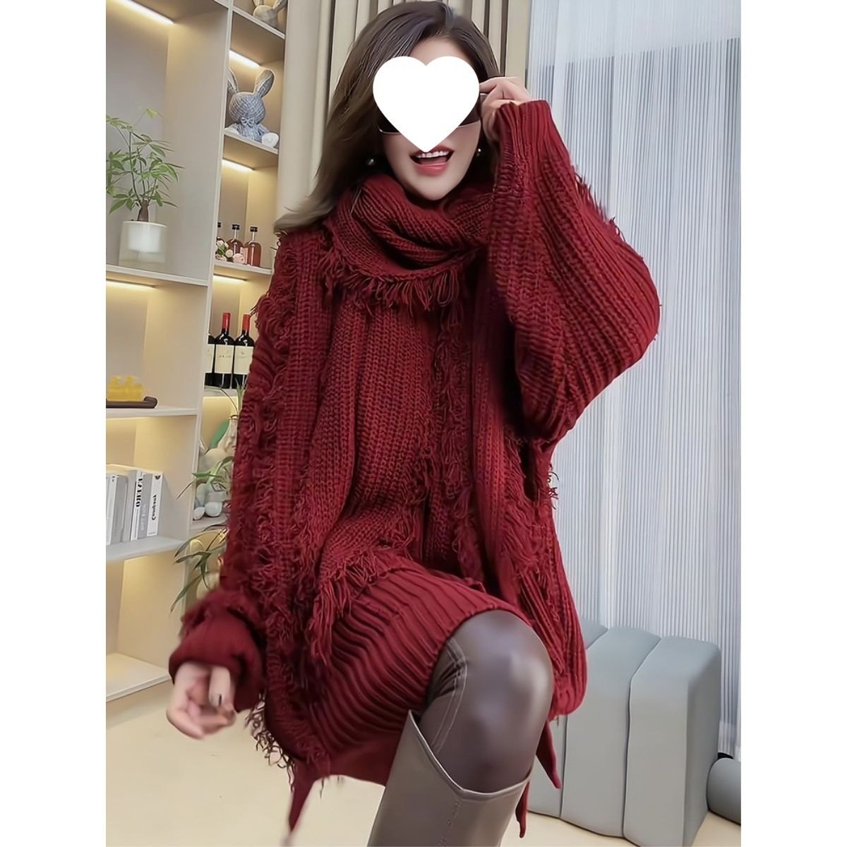 Womens Two-Piece Relaxed-Style Split-Panel Top Set - Image 2