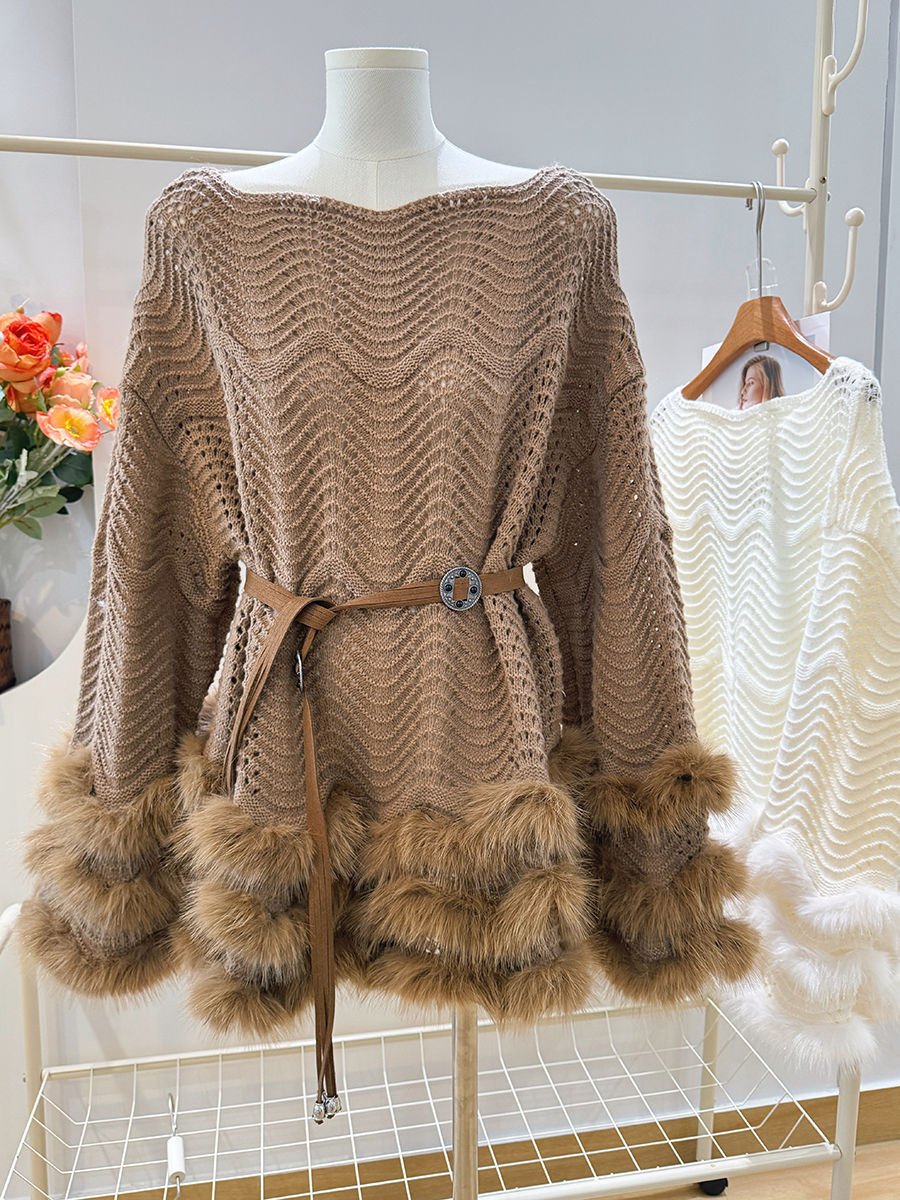 French Chic Knitted Dress With A Belting Waist For A Defined Silhouette - Image 2